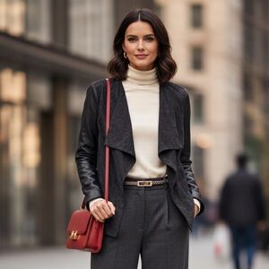 Vince black leather and suede jacket 100% goat/lamb leather